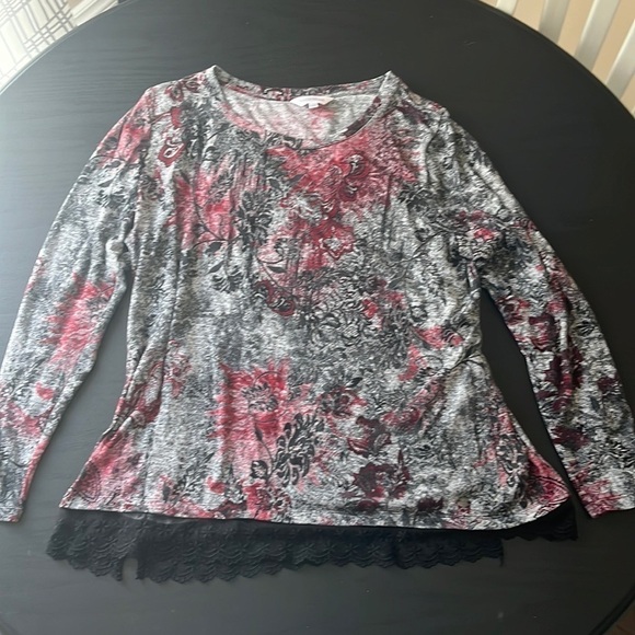 Northern reflections, Floral long sleeve stretchy lace top, XXL​​​ - Picture 1 of 6